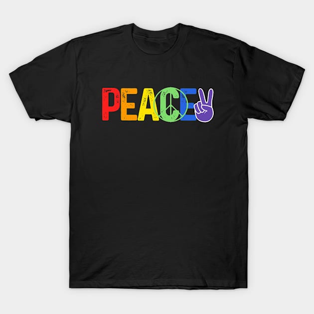 Peace Gay Flag Rainbow Colors LGBT Pride Month Shirt T-Shirt by Irene Paul